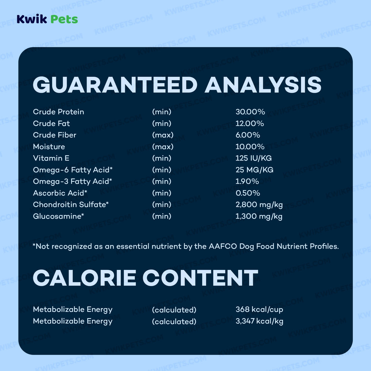 Feeding Guide Lines of AvoDerm Natural Advanced Joint Health Grain-Free Chicken Meal Formula Adult Dry Dog Food 4-lb
