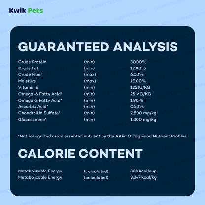 Feeding Guide Lines of AvoDerm Natural Advanced Joint Health Grain-Free Chicken Meal Formula Adult Dry Dog Food 4-lb