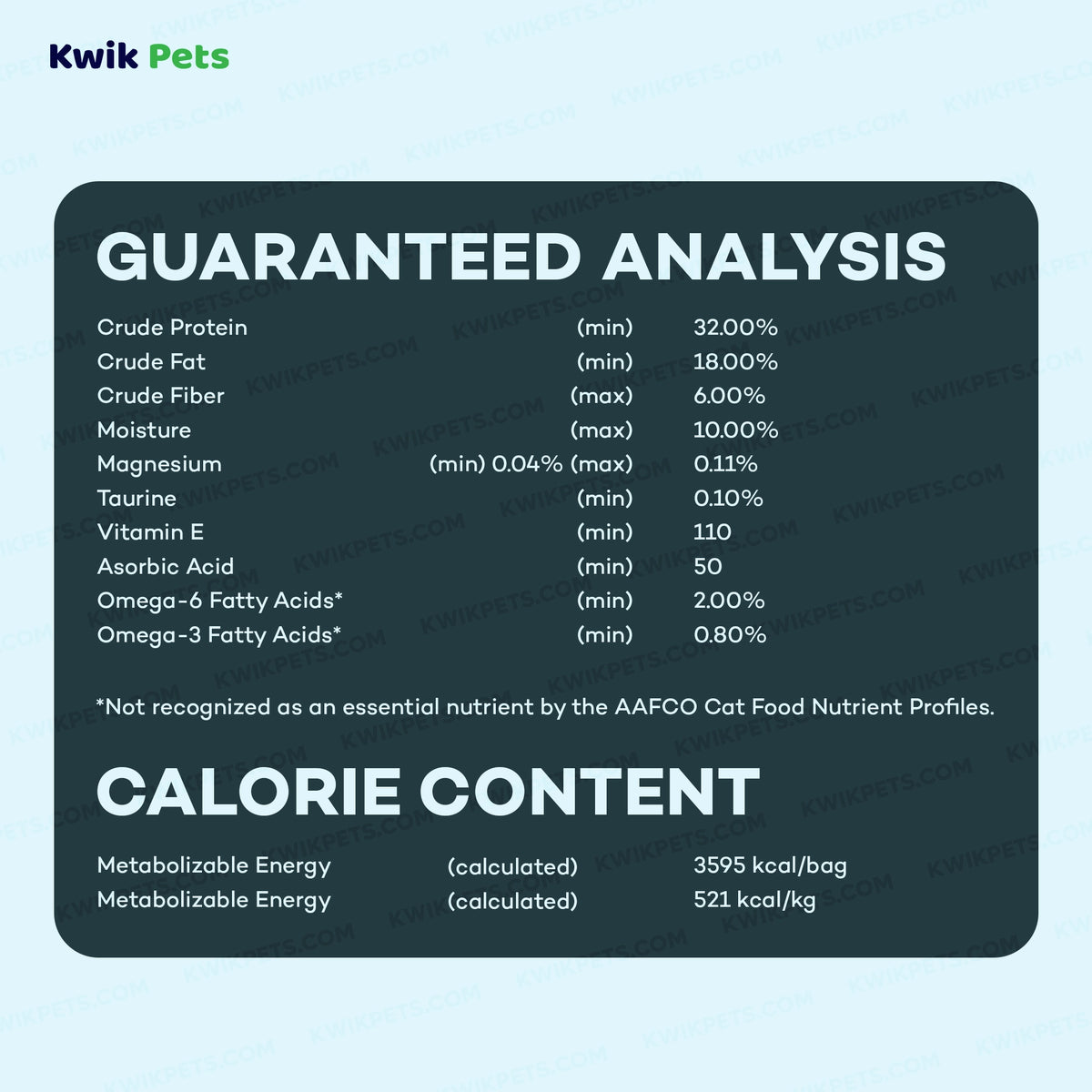 Guaranteed Analysis of AvoDerm Natural Grain Free Tuna with Lobster & Crab Meal Dry Cat Food 2.5-lb