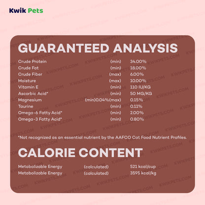 Guaranteed Analysis of AvoDerm Natural Grain-Free Salmon with Tuna Meal Dry Cat Food 2.5-lb