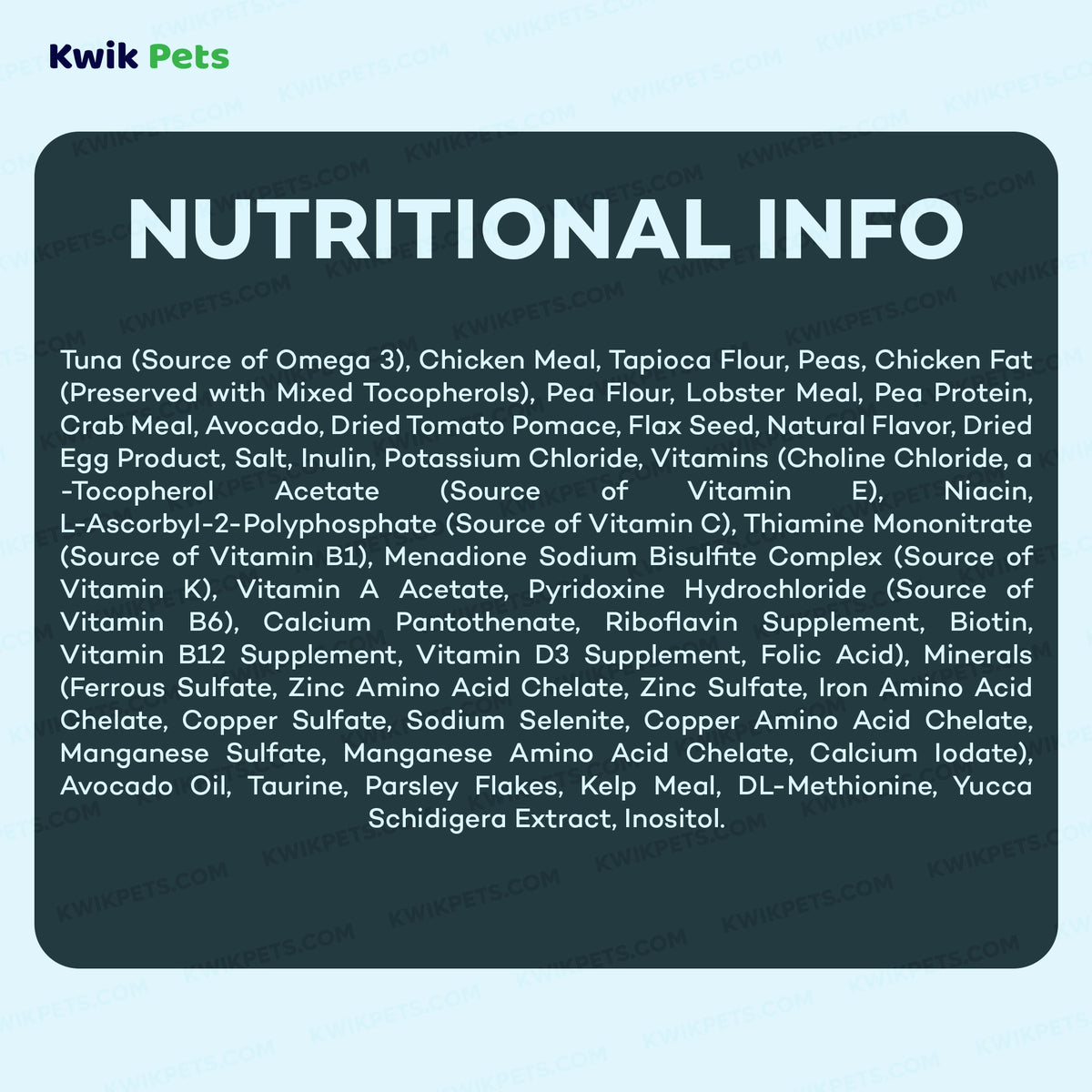Nutrition of AvoDerm Natural Grain Free Tuna with Lobster & Crab Meal Dry Cat Food 2.5-lb