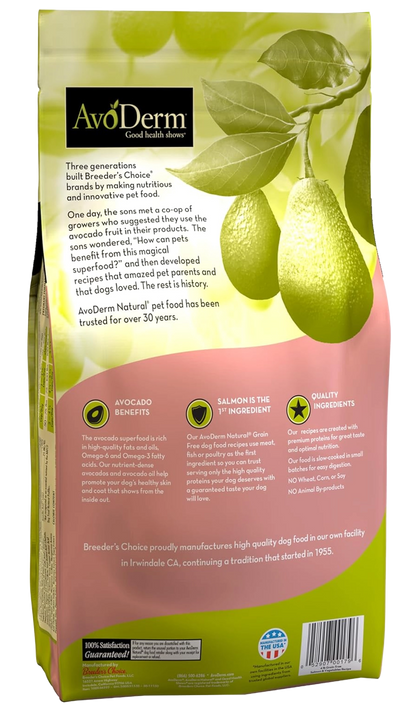 AvoDerm Natural Grain Free Salmon & Vegetables Recipe All Life Stages Dry Dog Food 4-lb, Kwik Pets