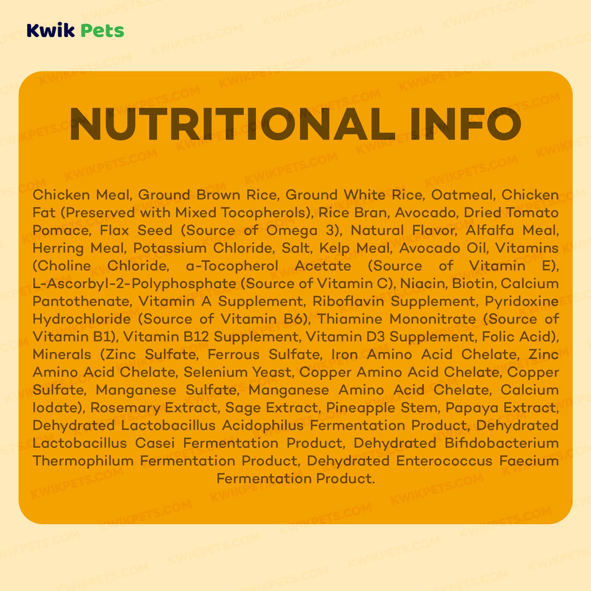 Nutrition of AvoDerm Natural Original Chicken Meal & Brown Rice Dry Dog Food 30-lb