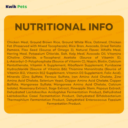 Nutrition of AvoDerm Natural Original Chicken Meal & Brown Rice Dry Dog Food 30-lb