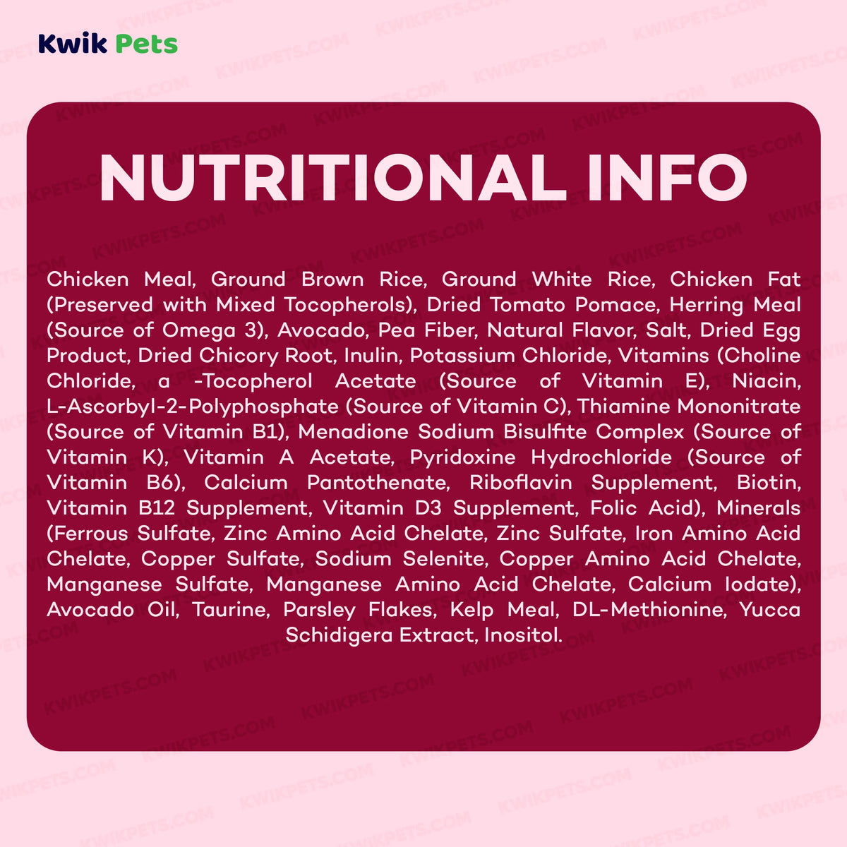 Nutrition of AvoDerm Natural Indoor Formula Adult Dry Cat Food 3.5-lb