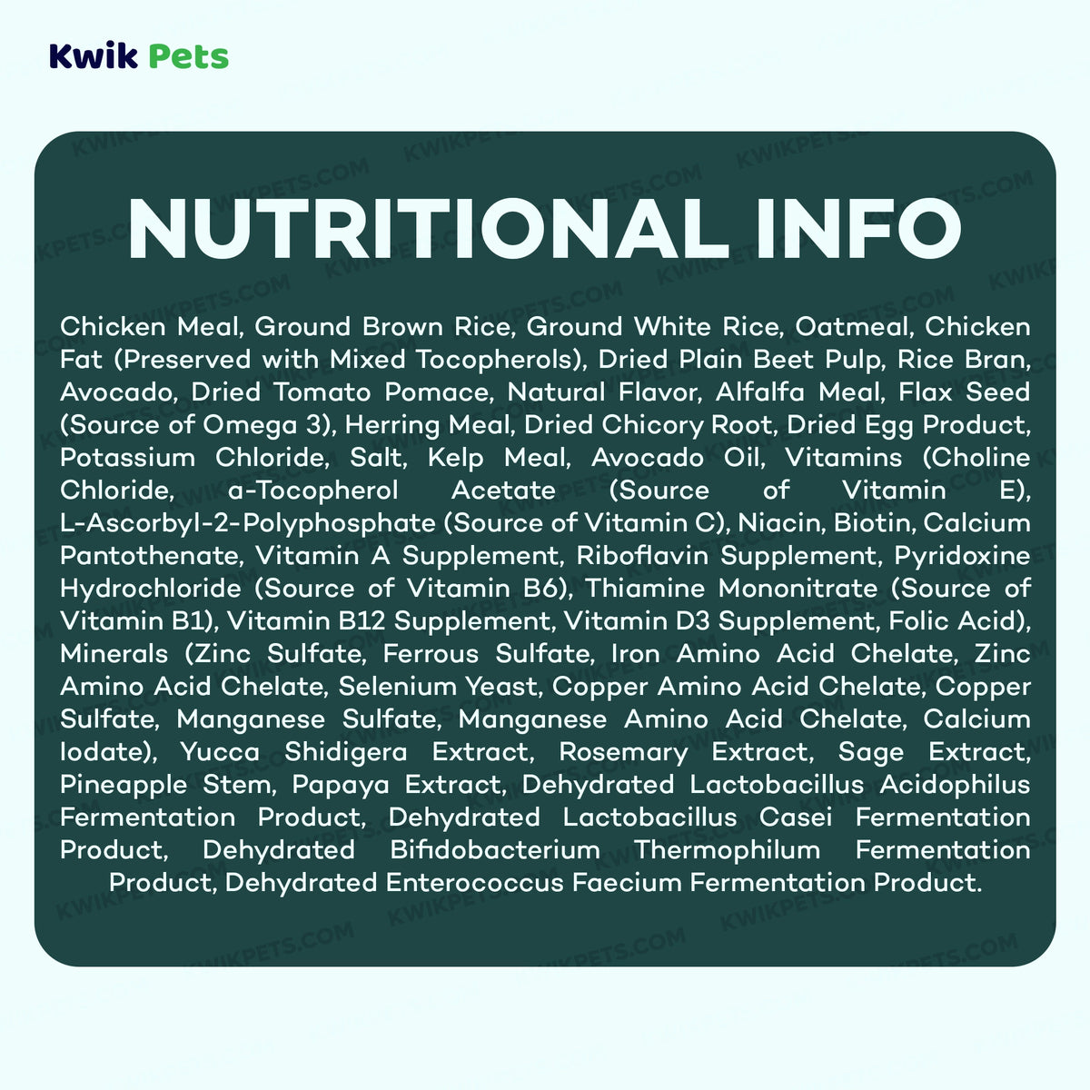 Nutrition of AvoDerm Natural Chicken Meal & Brown Rice Small Breed Dry Dog Food 7-lb