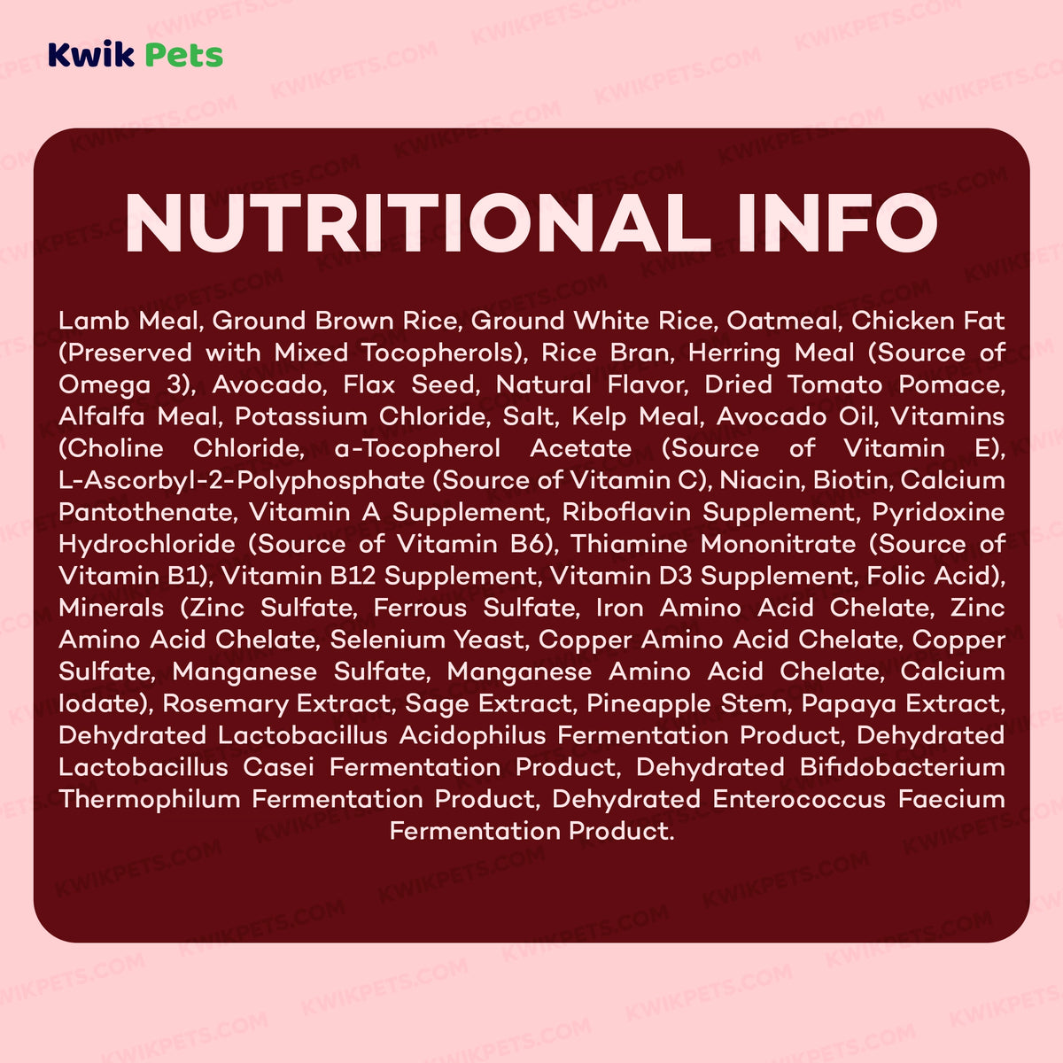 Nutrition of AvoDerm Natural Original Lamb Meal & Brown Rice Recipe Dry Dog Food 26-lb