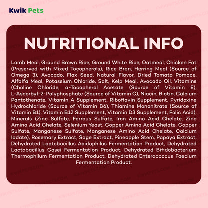 Nutrition of AvoDerm Natural Original Lamb Meal & Brown Rice Recipe Dry Dog Food 26-lb
