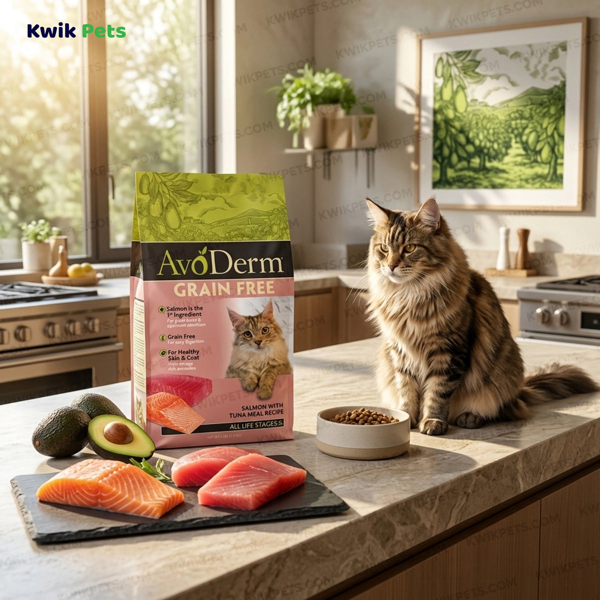Lifestyle of AvoDerm Natural Grain-Free Salmon with Tuna Meal Dry Cat Food 5-lb