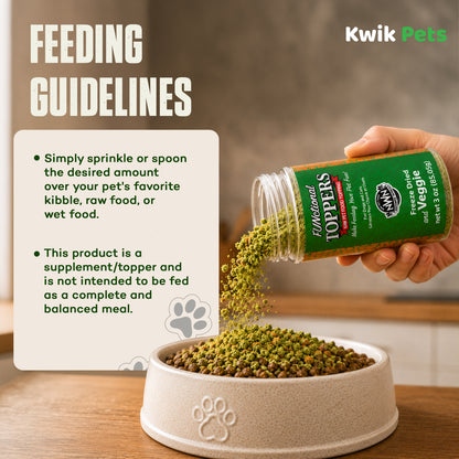 Feeding of Northwest Naturals Functional Freeze Dried Dog & Cat Food Topper Veggie and Fruits 3-oz