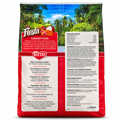 Back of Kaytee Fiesta Parakeet Food 4.5-lb