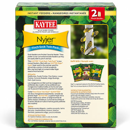 Back of Kaytee Nyjer Finch Sock Wild Bird Food Instant Feeder Twin Pack 26-oz