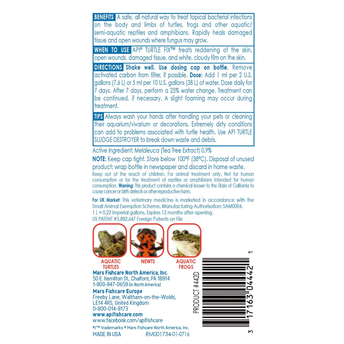 Back of API Turtle Fix Antibacterial Turtle Remedy 8-oz