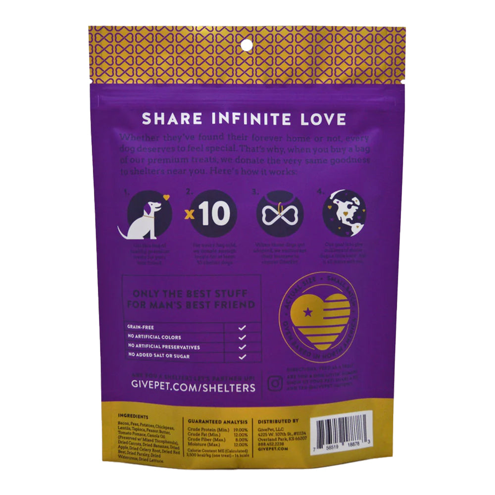 Back of Givepet Dog House Rock Grain-Free Premium Dog Treats Bacon Peanut Butter & Banana 11-oz