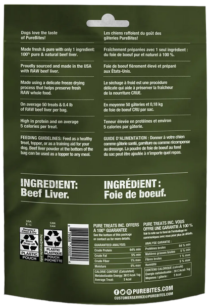 Back of PureBites Beef Liver Freeze-Dried Dog Treats 2-oz