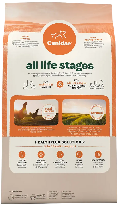 Back of Canidae All Life Stages Dry Dog Food Multi-Protein Recipe 5-lb