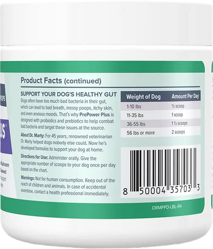 Back of Dr. Marty ProPower Plus Canine Digestive Supplements 2.2-oz