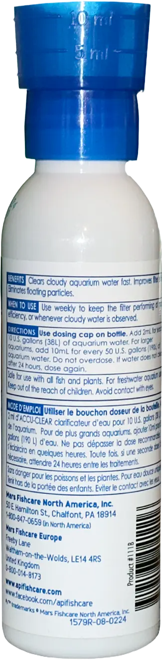 Back of API Accu-Clear Aquarium Water Clarifier 4-oz