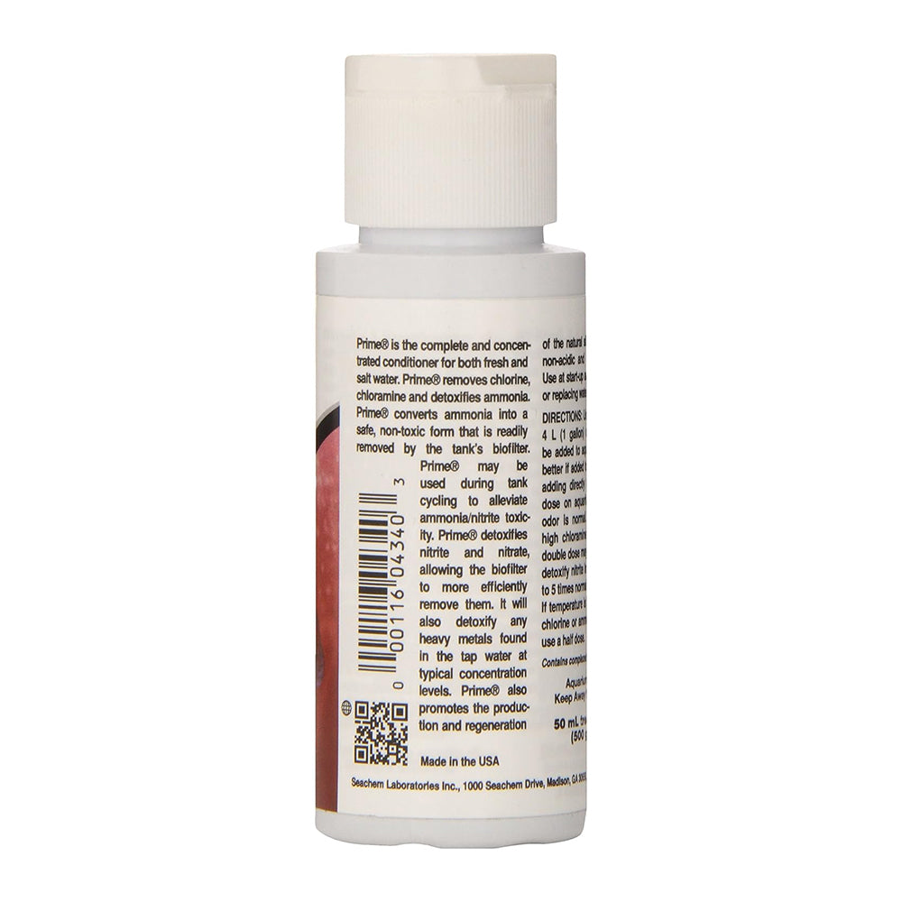Back of Seachem Laboratories Prime Ammonia Detoxifier 50 ml