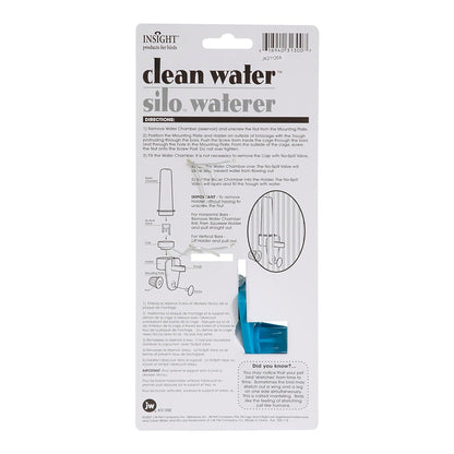 Back of JW Pet Clean Water Silo Bird Waterer Assorted Small