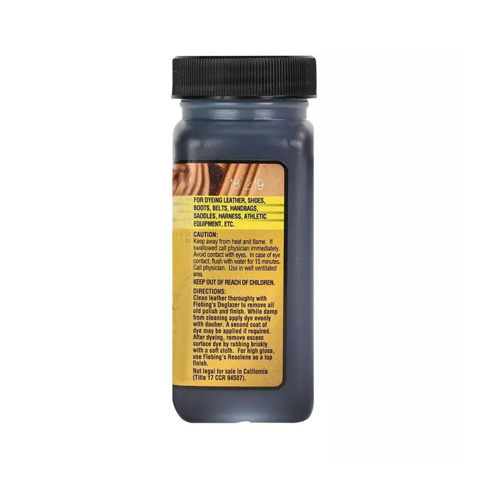 Back of Fiebing’s Leather Dye Black 4-oz
