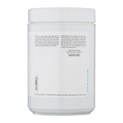 Back of Seachem Laboratories Matrix Biological Media 2 Liter