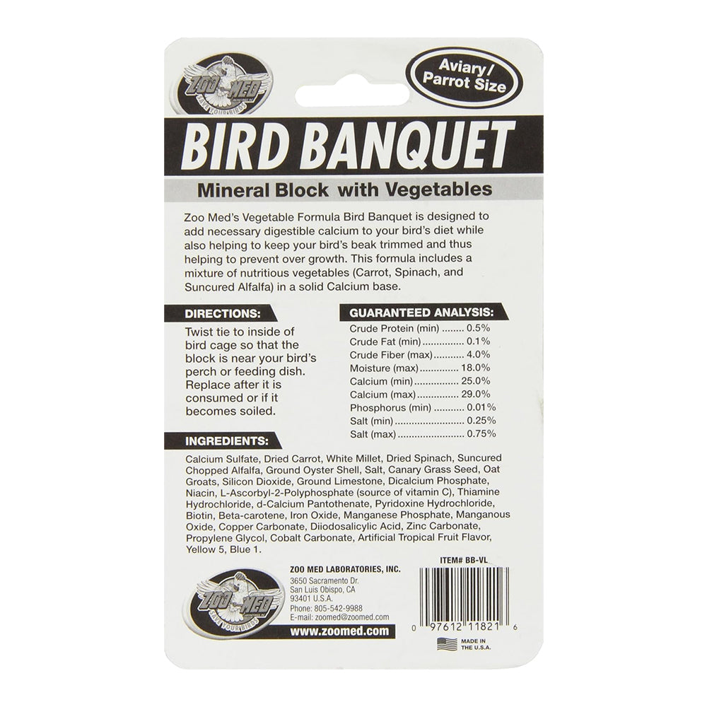 Zoo Med Bird Banquet Vegetable Formula Mineral Block Green Large 5-oz