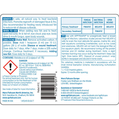 Back of API Melafix Baterial Infection Remedy 4-oz