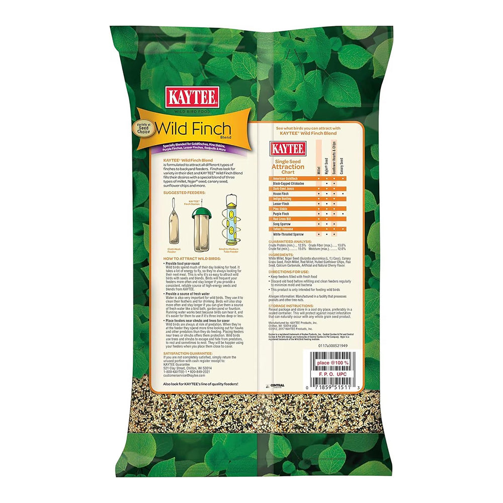 Back of Kaytee Wild Finch Blend Wild Bird Food 3-lb