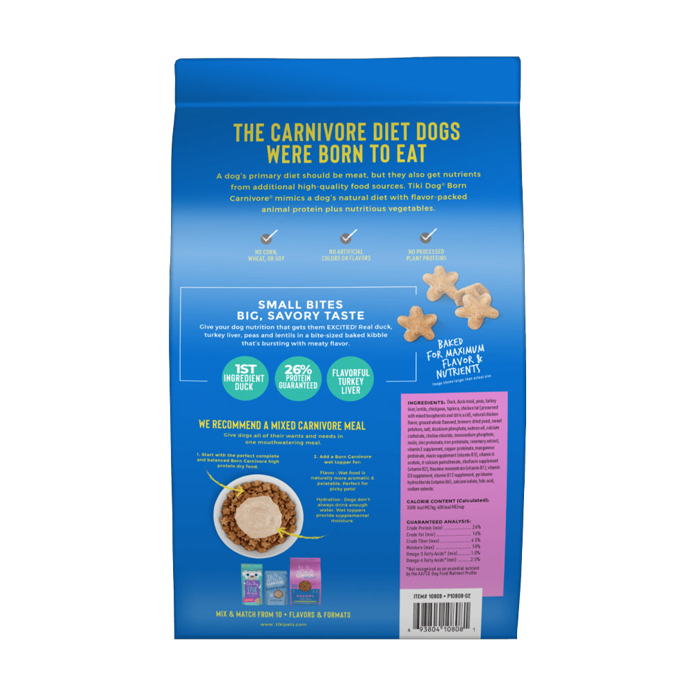 Back of Tiki Pets Dog Aloha Luau Grain-Free Dry Dog Food Duck 3.5-lb