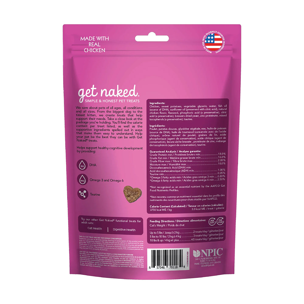 Back of Get Naked Kitten Health Grain-Free Soft Cat Treats Chicken 2.5-oz