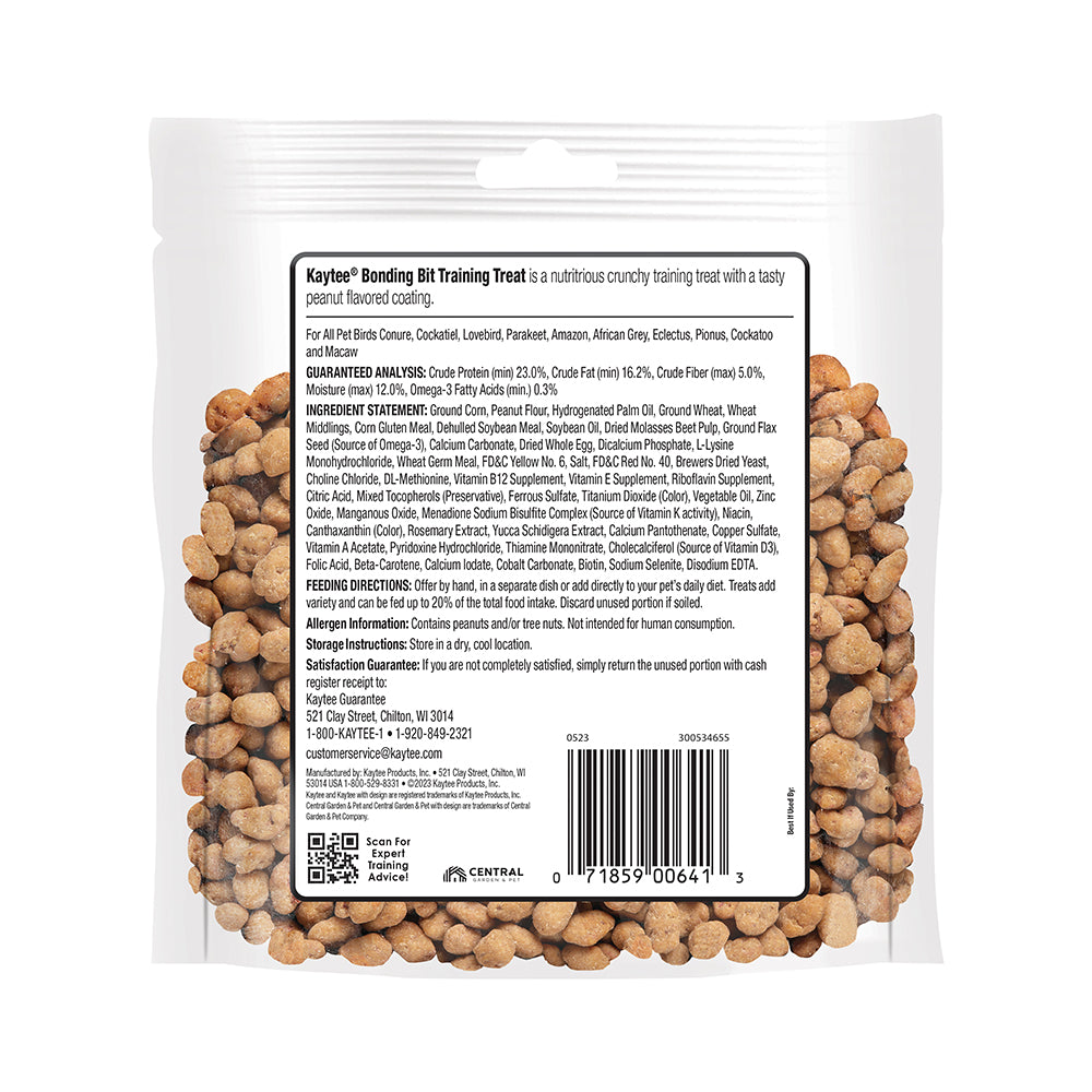 Back of Kaytee Bonding Bites Bird Training Treats Peanut Butter 3-oz