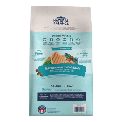 Back of Natural Balance Pet Foods Original Ultra Broth Coated Dry Dog Food Chicken & Barley 4-lb