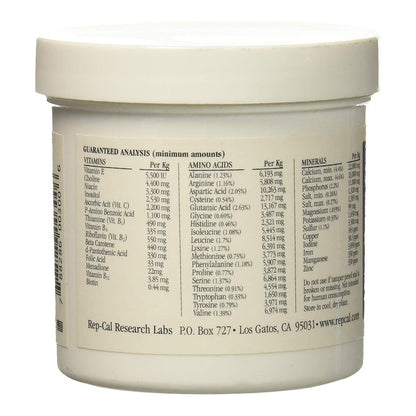 Back of Rep-Cal Research Labs Herptivite with Beta Carotene Multivitamins Reptile Supplement 3.3-oz