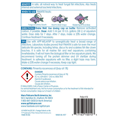 Back of API Pimafix Freshwater & Saltwater Fish Remedy 16-oz