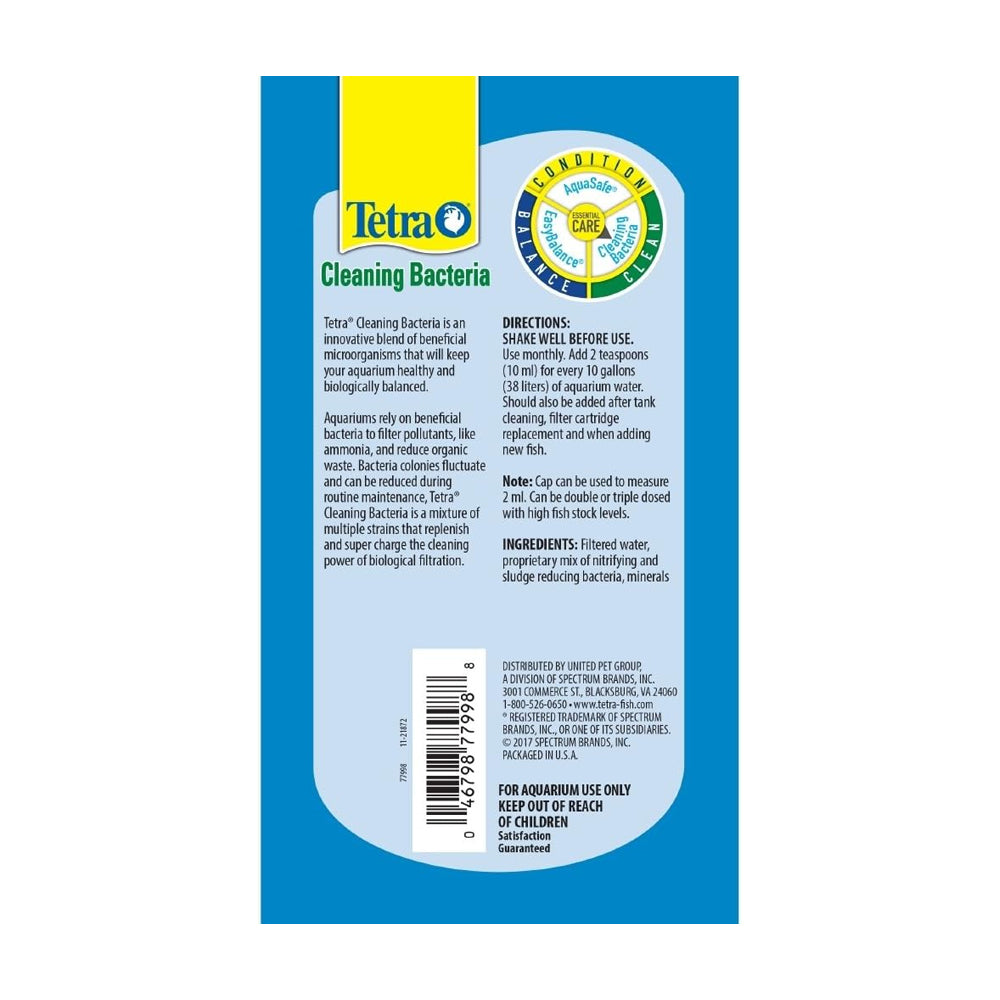 Back of Tetra Cleaning Bacteria Aquarium Water Care 8-oz