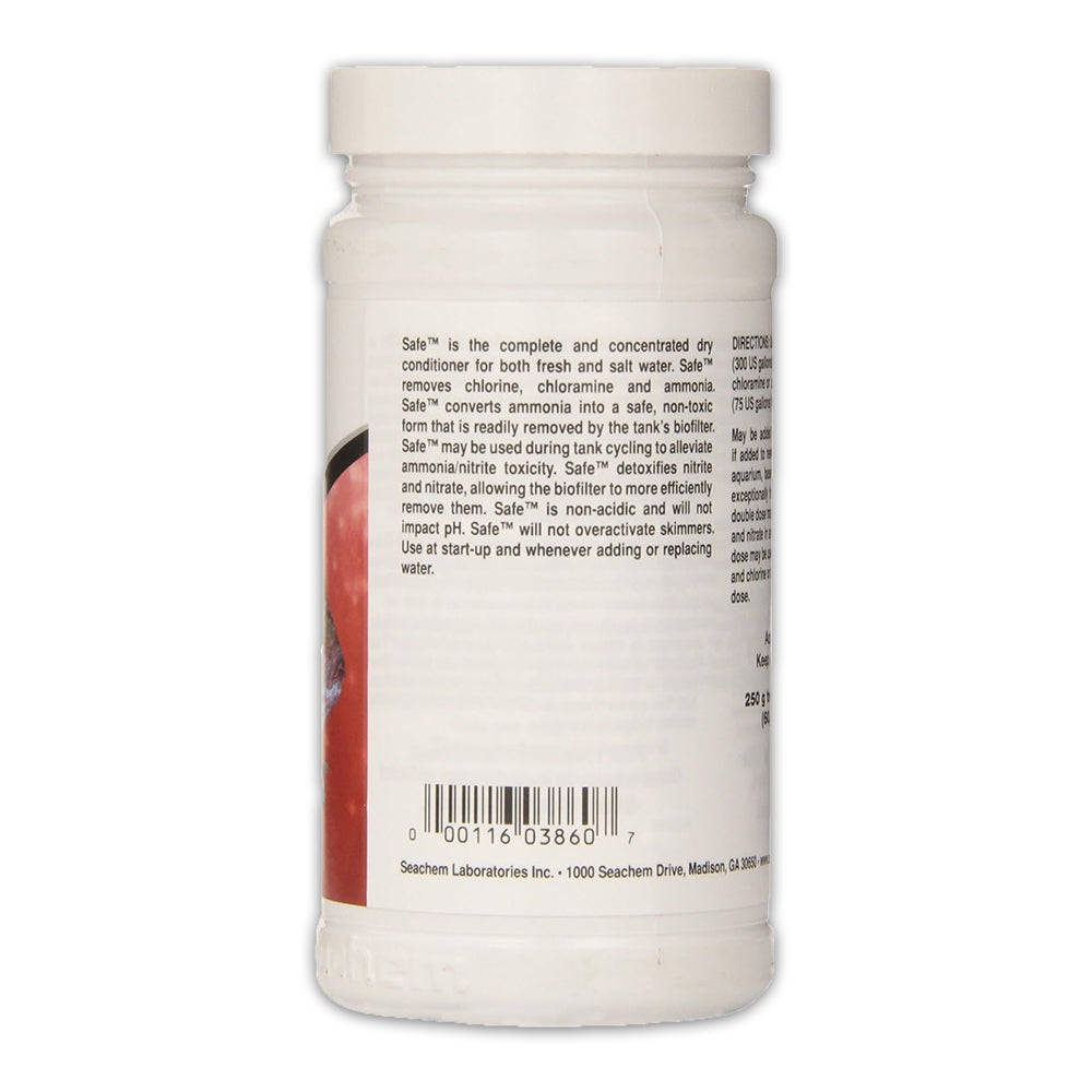 Back of Seachem Laboratories Safe Ammonia Detoxifier 8.8-oz