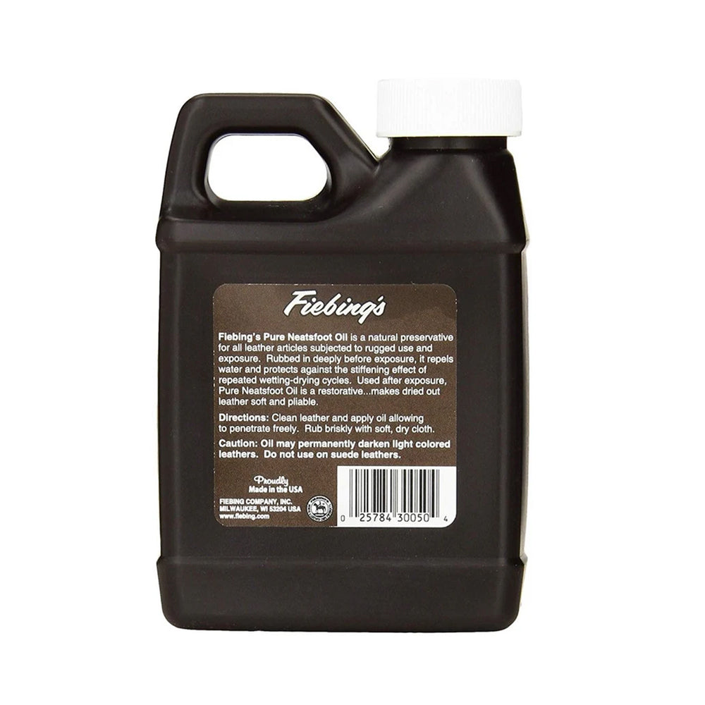 Back of Fiebing's Pure Neatsfoot Oil 8-oz