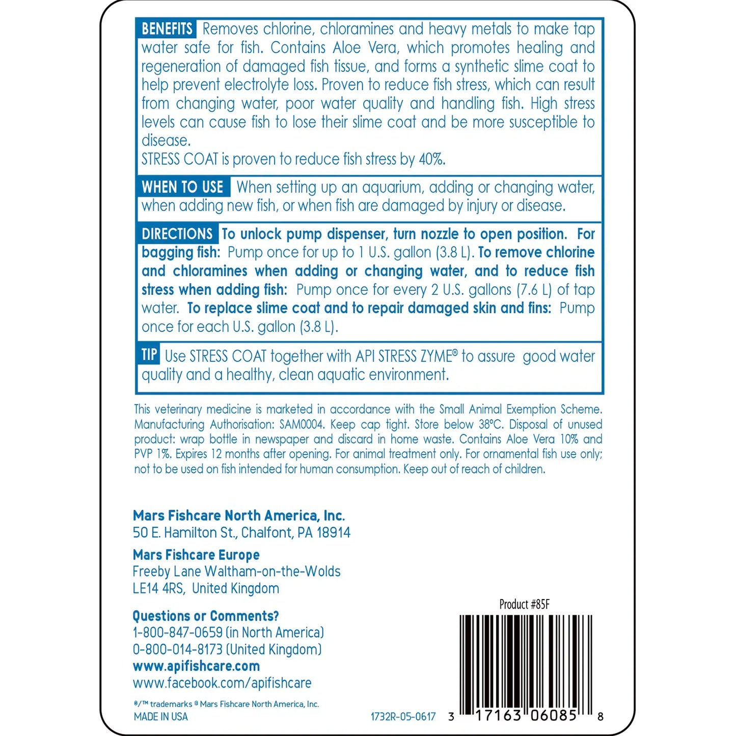 Back of API Stress Coat Remedy with Pump 16-oz