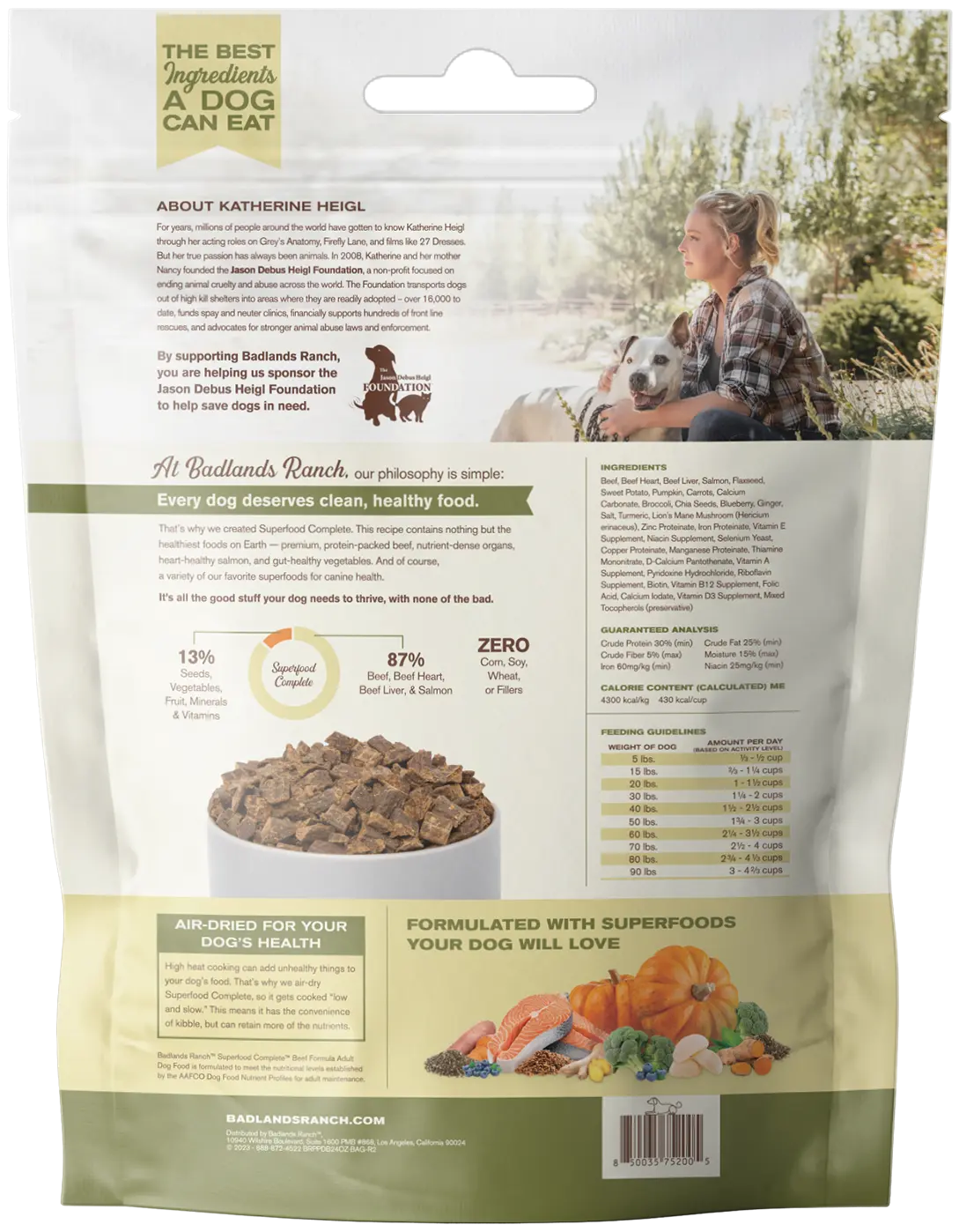 Back of Badlands Ranch Superfood Complete Air-Dried Dog Food Beef 24-oz
