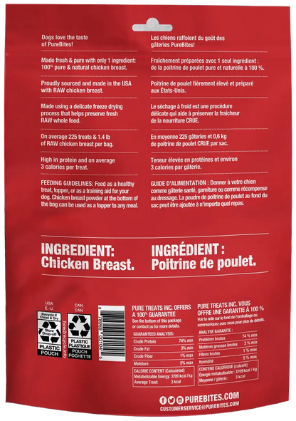 Back of PureBites Chicken Breast Freeze-Dried Dog Treats 6.2-oz