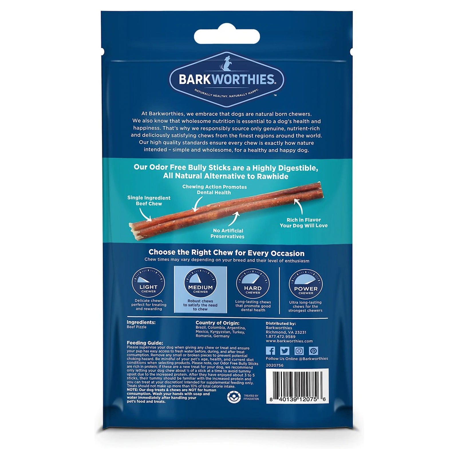 Barkworthies 4" Odor Free Small Dog Bully Stick Chews 4-oz, Kwik Pets