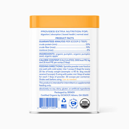 Native Pet Organic Pumpkin Fiber Powder Digestive Supplement for Dogs 8-oz, Kwik Pets