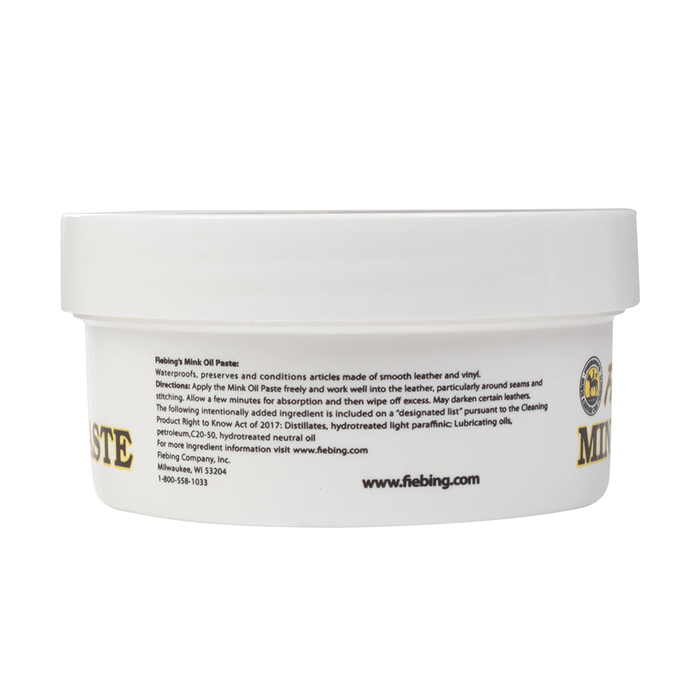 Back of Fiebing Mink Oil Paste 6-oz