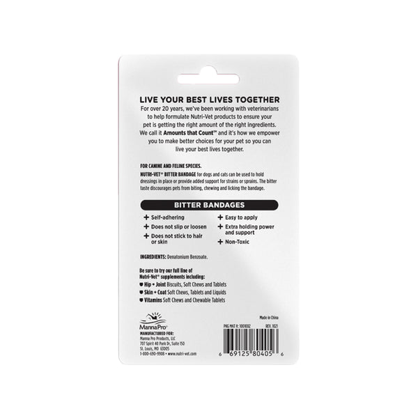 Back of Nutri-Vet Bitter Bandage for Dogs & Cats 3 in