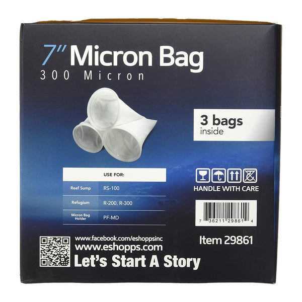 Eshopps 300 Micron Round Filter Sock White 7-in 3 Count
