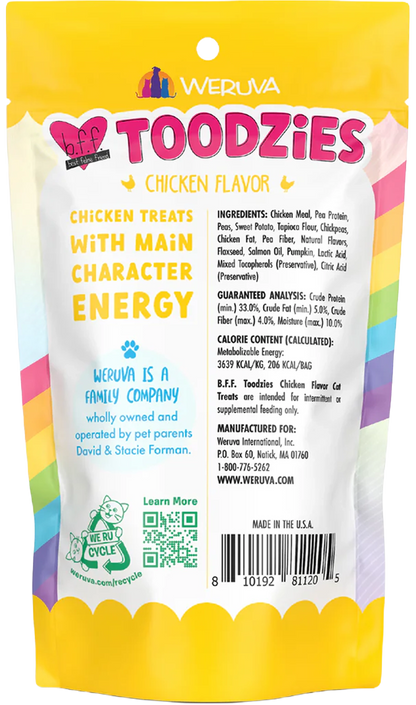 Back of Weruva B.F.F. Toodzies Crunchy Chicken Cat Treats 2-oz