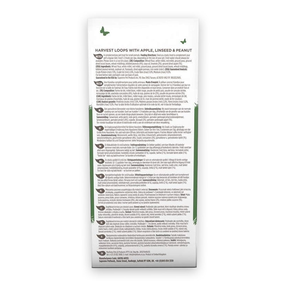 Back of Science Selective Naturals Harvest Loops with Apple Linseed & Peanut Hamster Treats 2.8-oz