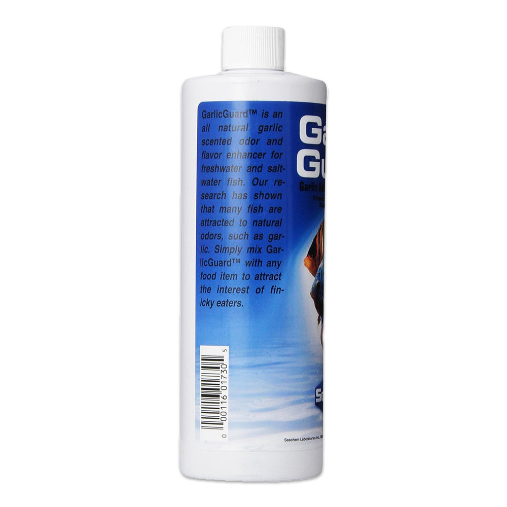 Back of Seachem Laboratories GarlicGuard Concentrated Garlic Supplement 17-oz