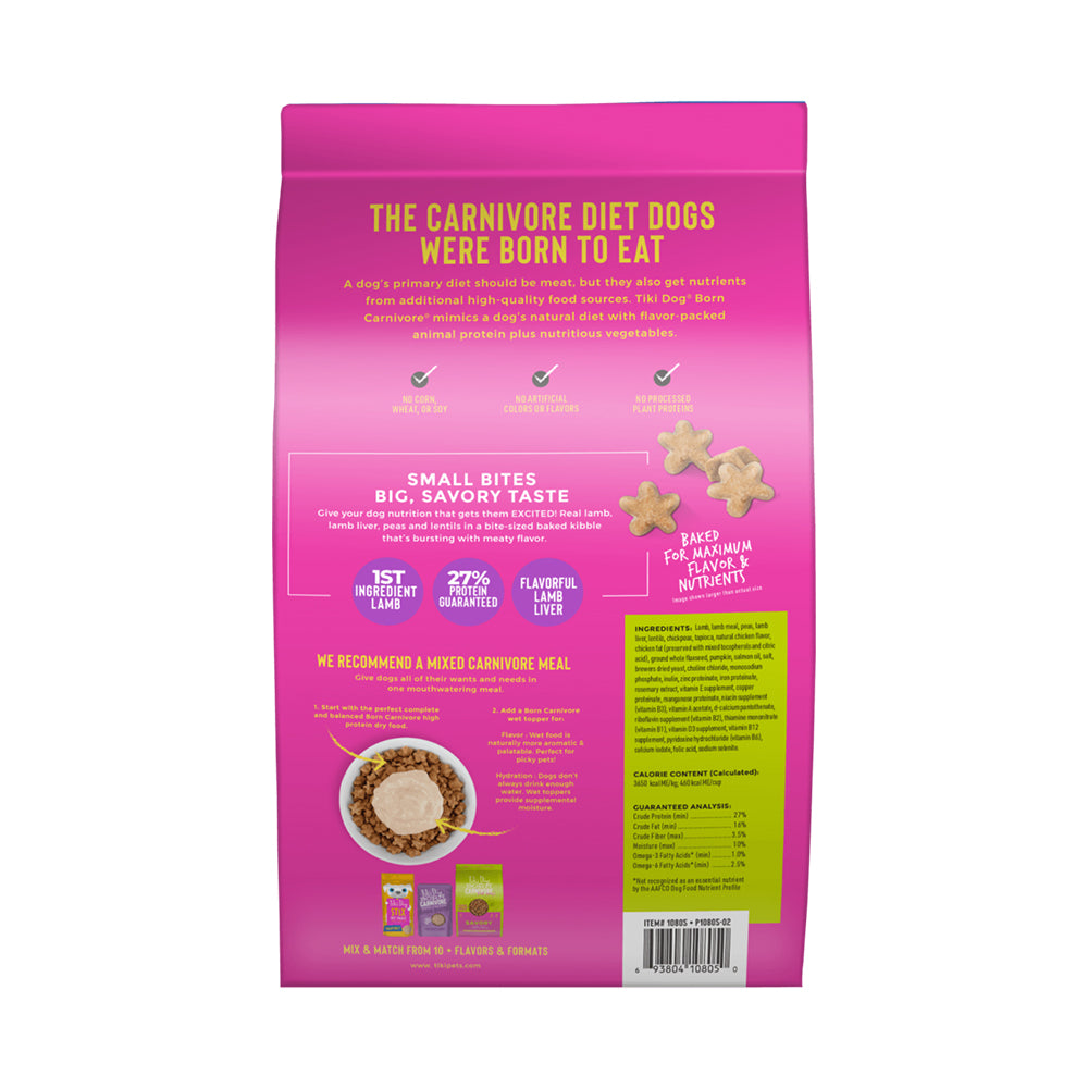 Back of Tiki Pets Dog Aloha Luau Grain-Free Dry Dog Food Lamb 3.5-lb